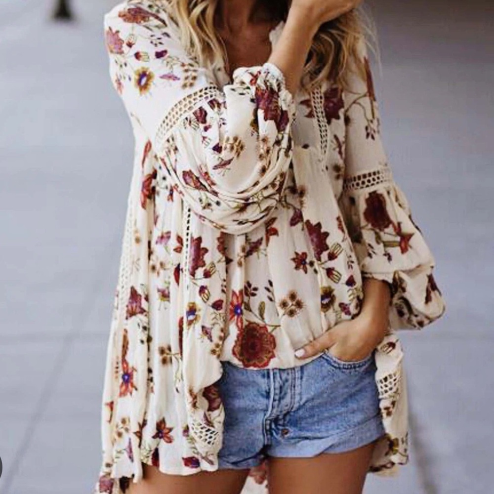 Free People Just the Two of Us Ivy Floral Tunic
